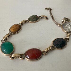 Antique 12k 1/20 gold 6 stone scarab bracelet